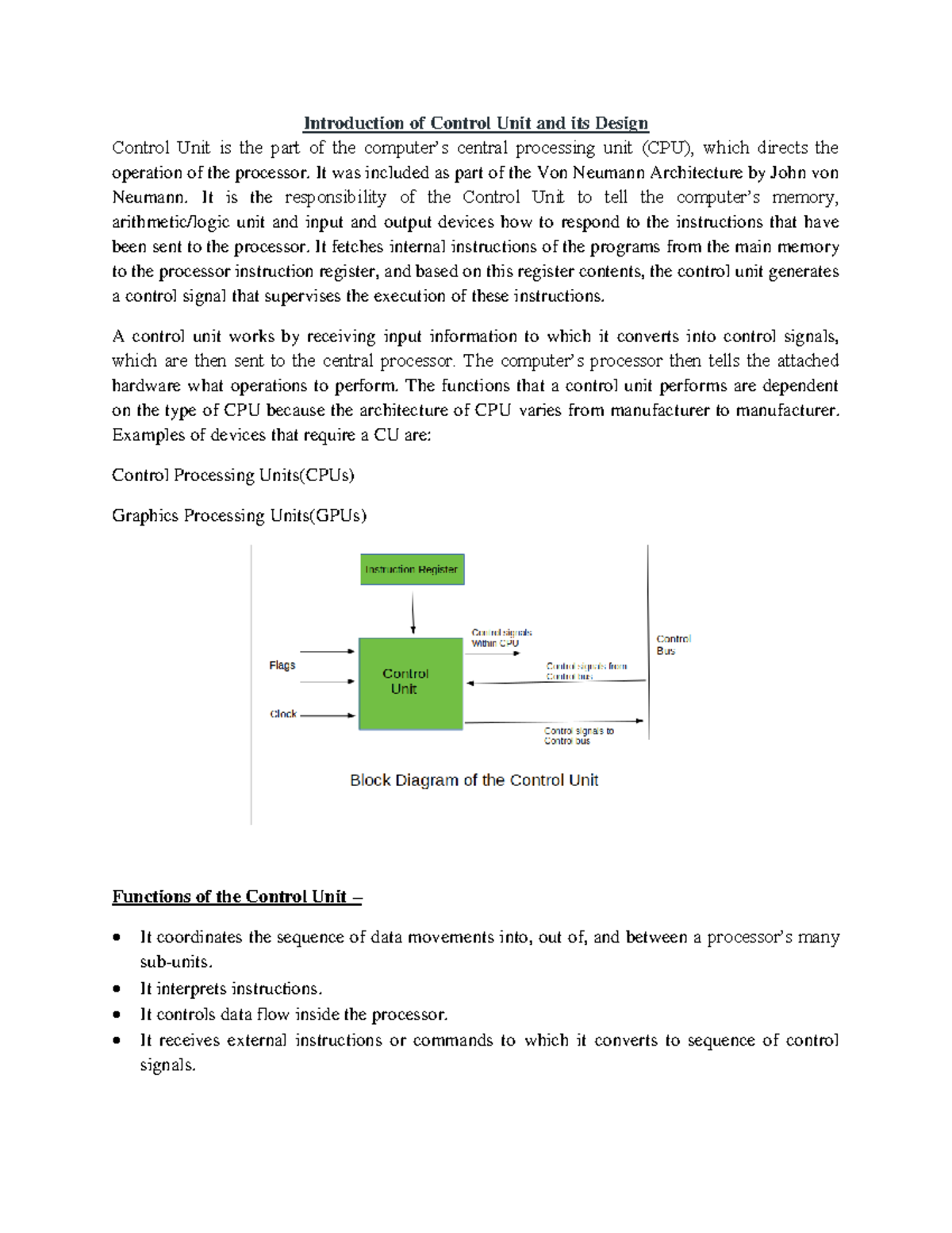 Cpu-2 - mnlnk,m,.m - Introduction of Control Unit and its Design ...
