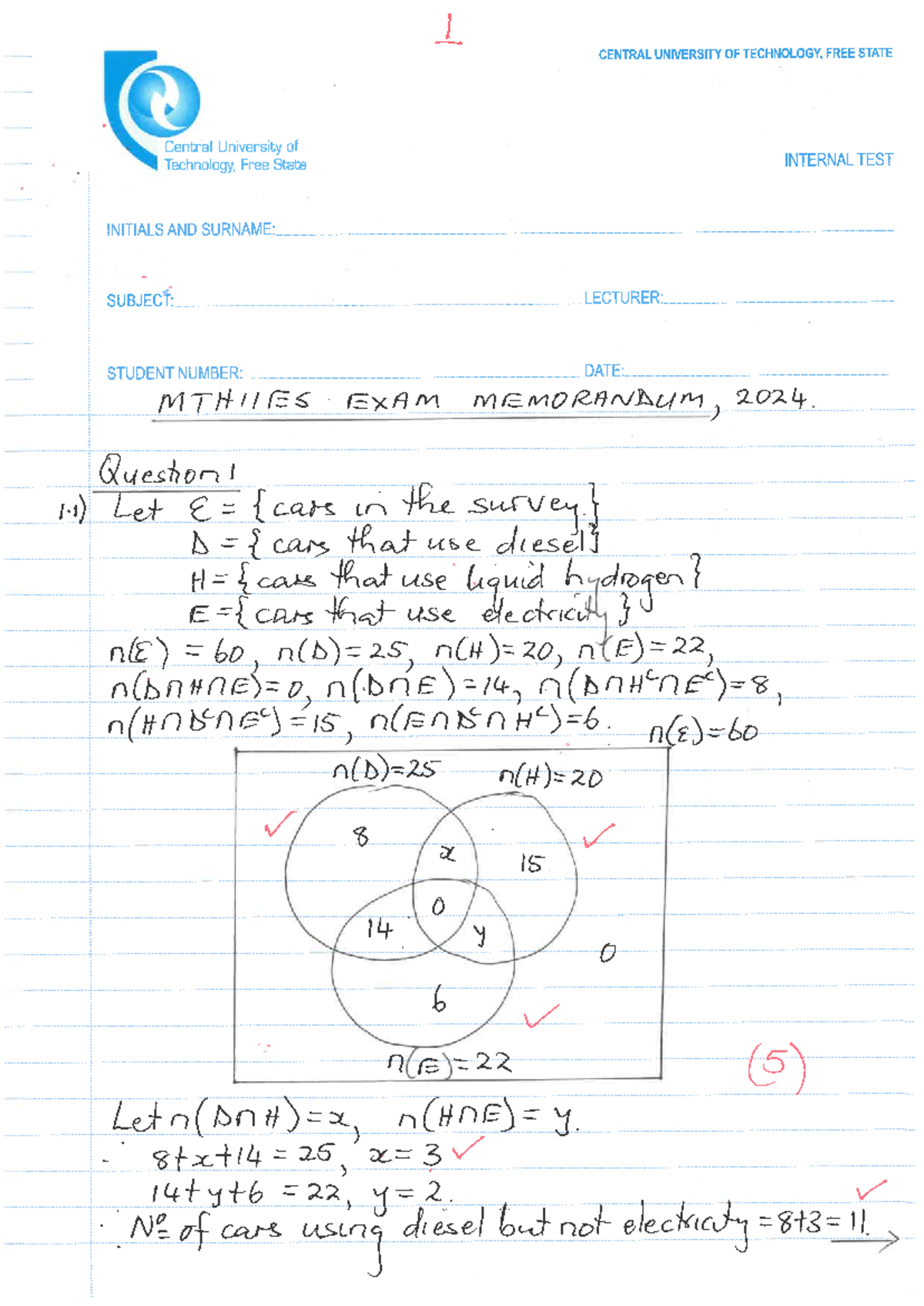 MTH11ES 2024 MEMO - Memorandum of first year 2024,first semester ...