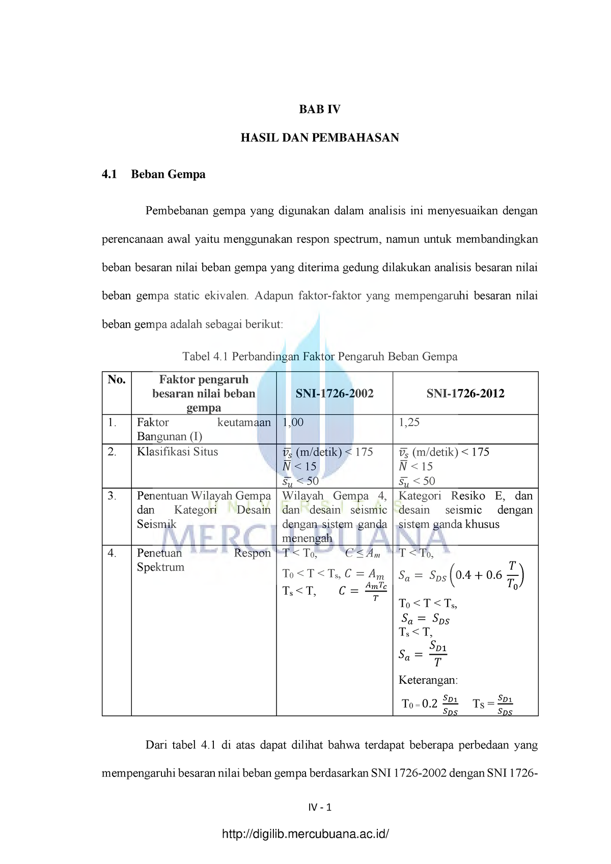 4. Pembandingan Pendetailan Sistem Struktur ATAS - IV - 1 BAB IV HASIL ...