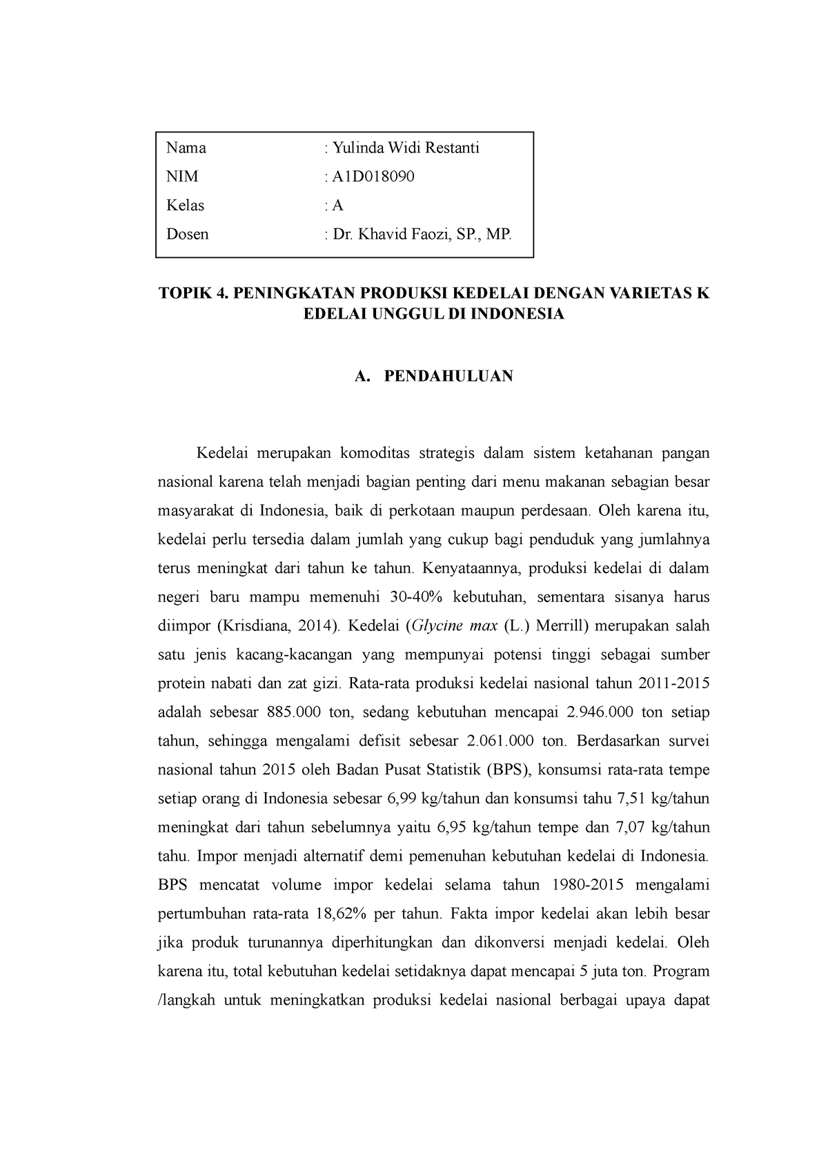 Penggunaan Kedelai Varietas Unggul - TOPIK 4. PENINGKATAN PRODUKSI ...