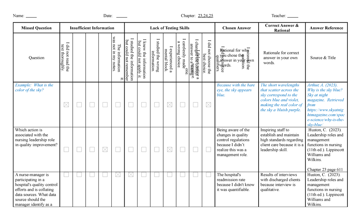 Chapter Quiz Review Week 7 The information was not in my notes. but