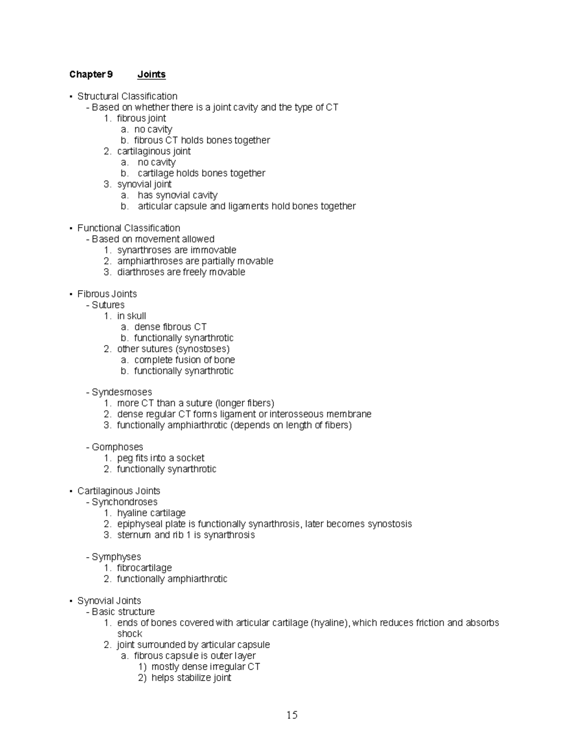Joints and Muscle Tissues - Chapter 9 Joints Structural Classification ...
