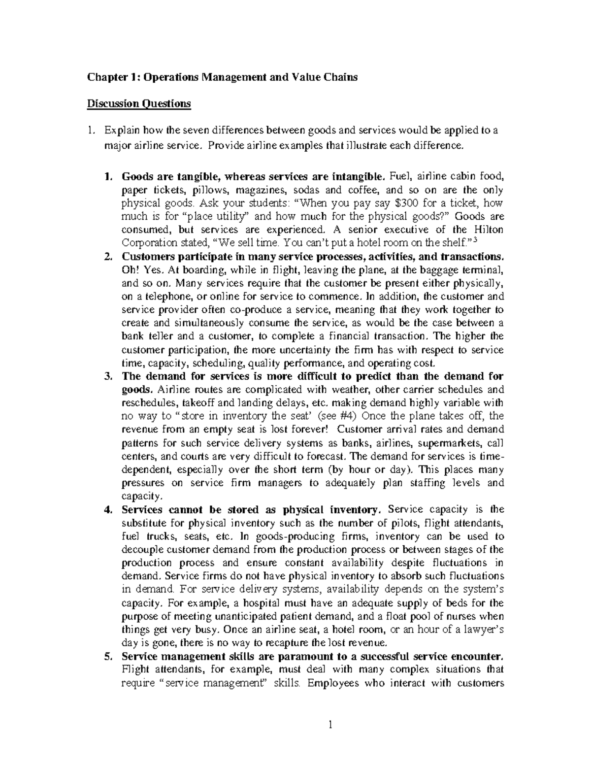 Chapter 1 TQM Operations Management and Value Chains Chapter 1