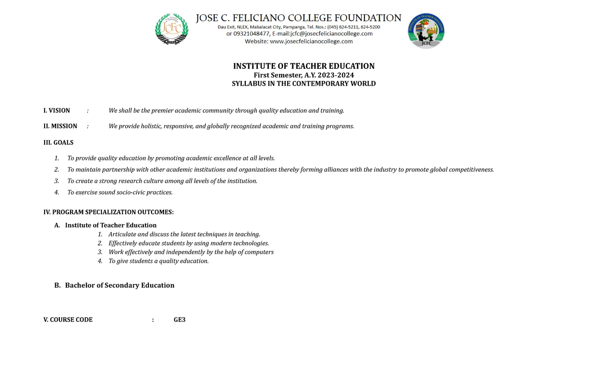 GE3 - Syllabus - This file contains the lessons regarding to the ...