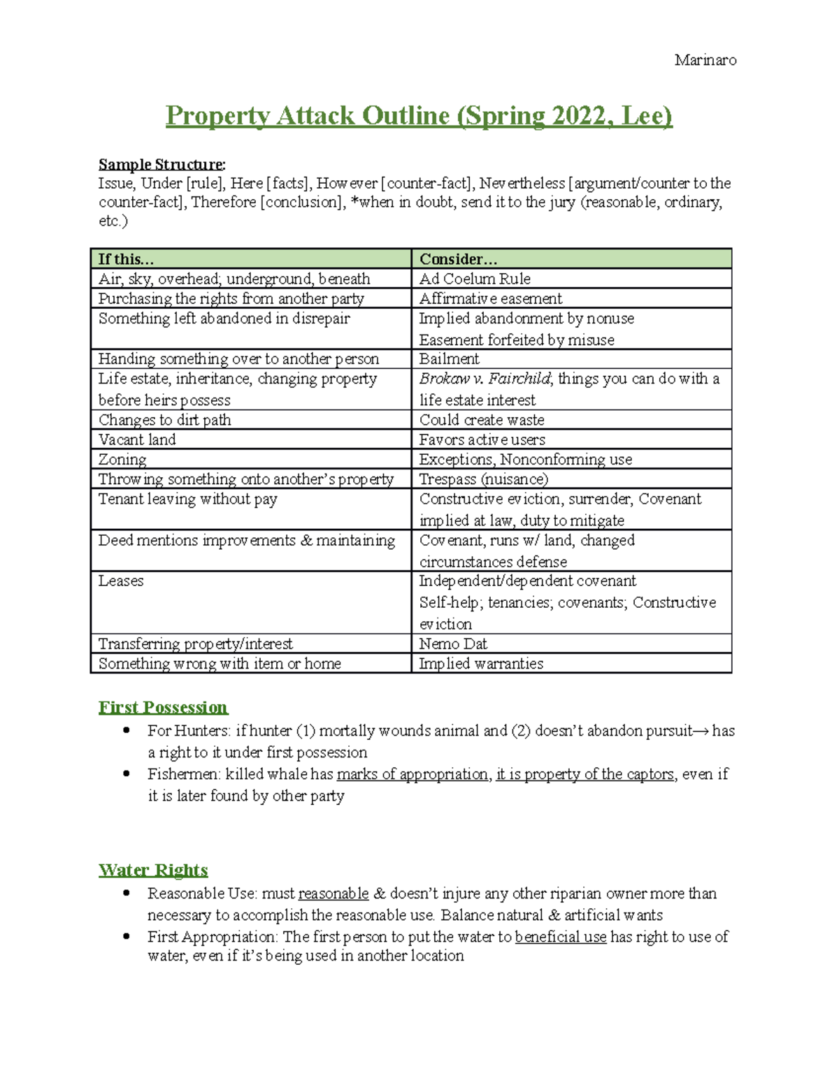 Property Attack Outline ) If this... Consider... Air, sky, overhead