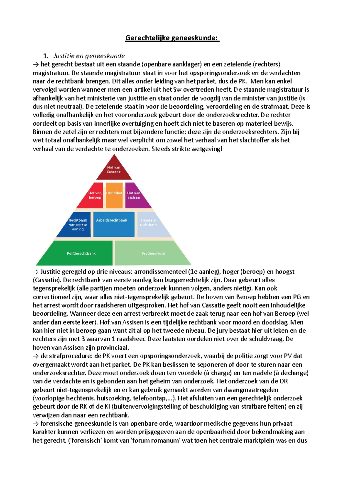 Samenvatting Geneeskunde - Gerechtelijke Geneeskunde: 1. Justitie En ...