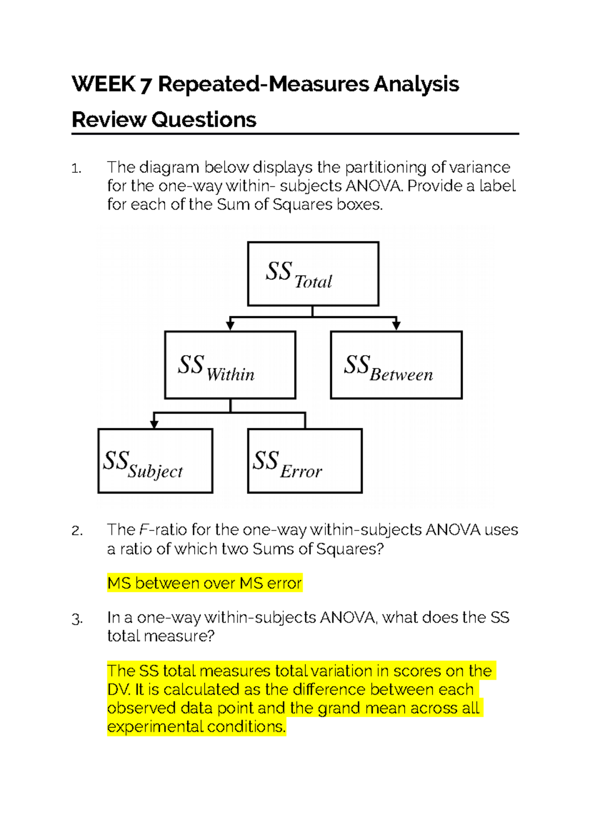 WEEK 7 Repeated Anova Revision - with Answers - WEEK 7 Repeated ...