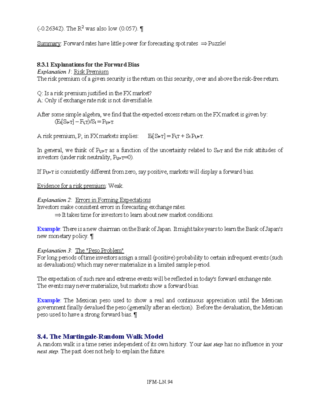 The MartingaleRandom Walk Model (0). The R 2 was also low (0