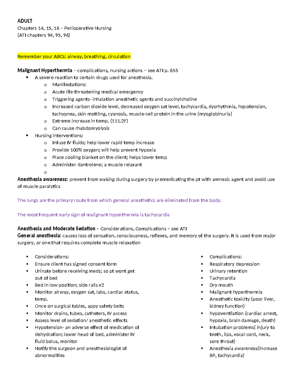 EXAM 2 Adult MED SURG Study ADULT Chapters 14, 15, 16