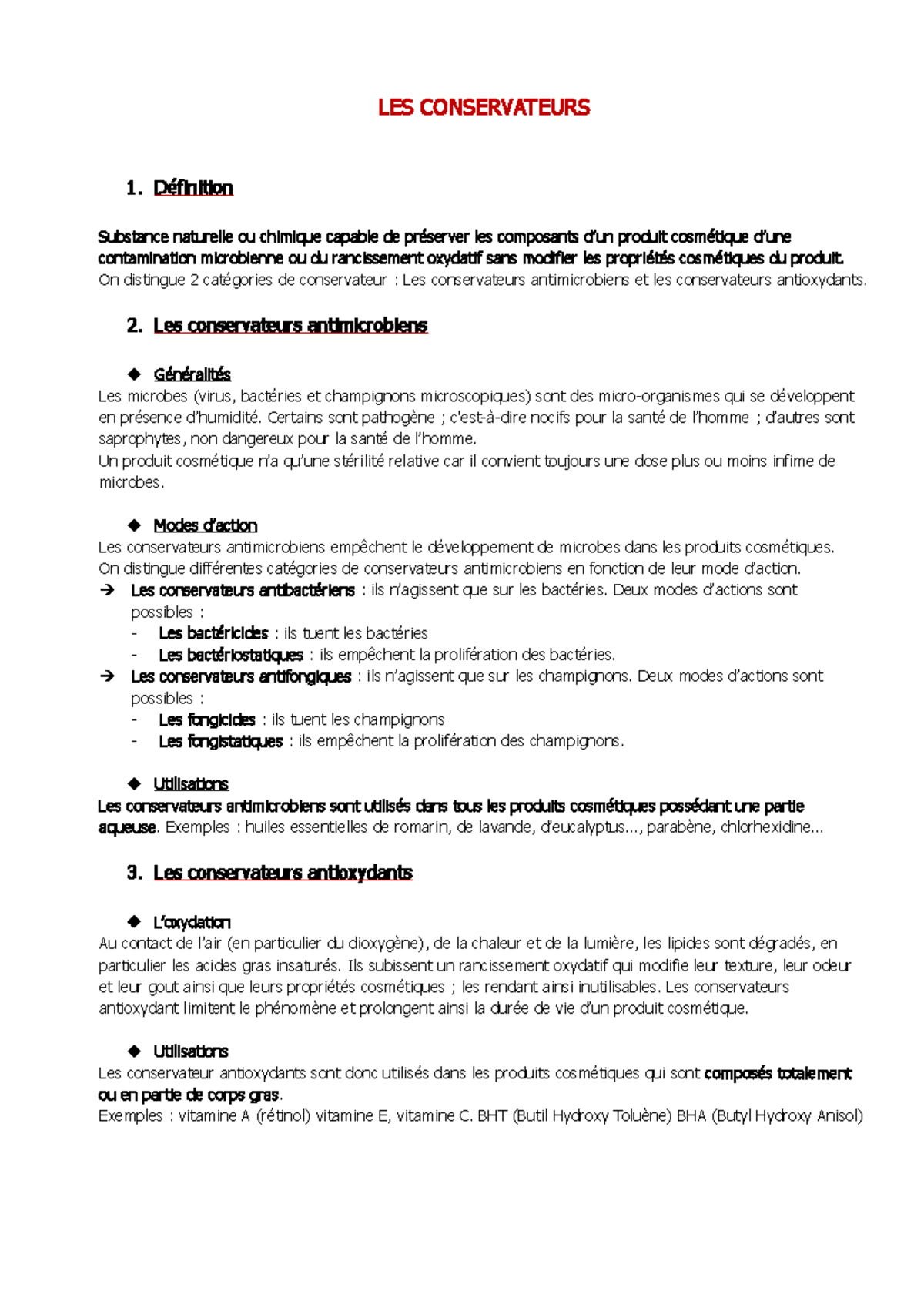 Conservateurs - LES CONSERVATEURS 1. Définition Substance naturelle ou ...