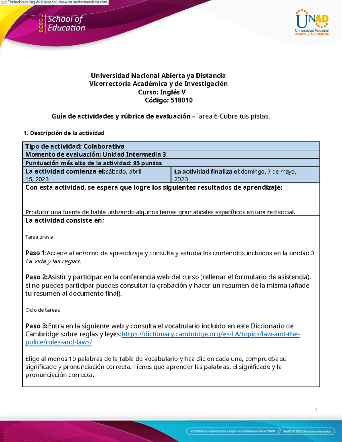 Activity Guide and Evaluation Rubric - Unit 3 - Task 6 - Cover your ...