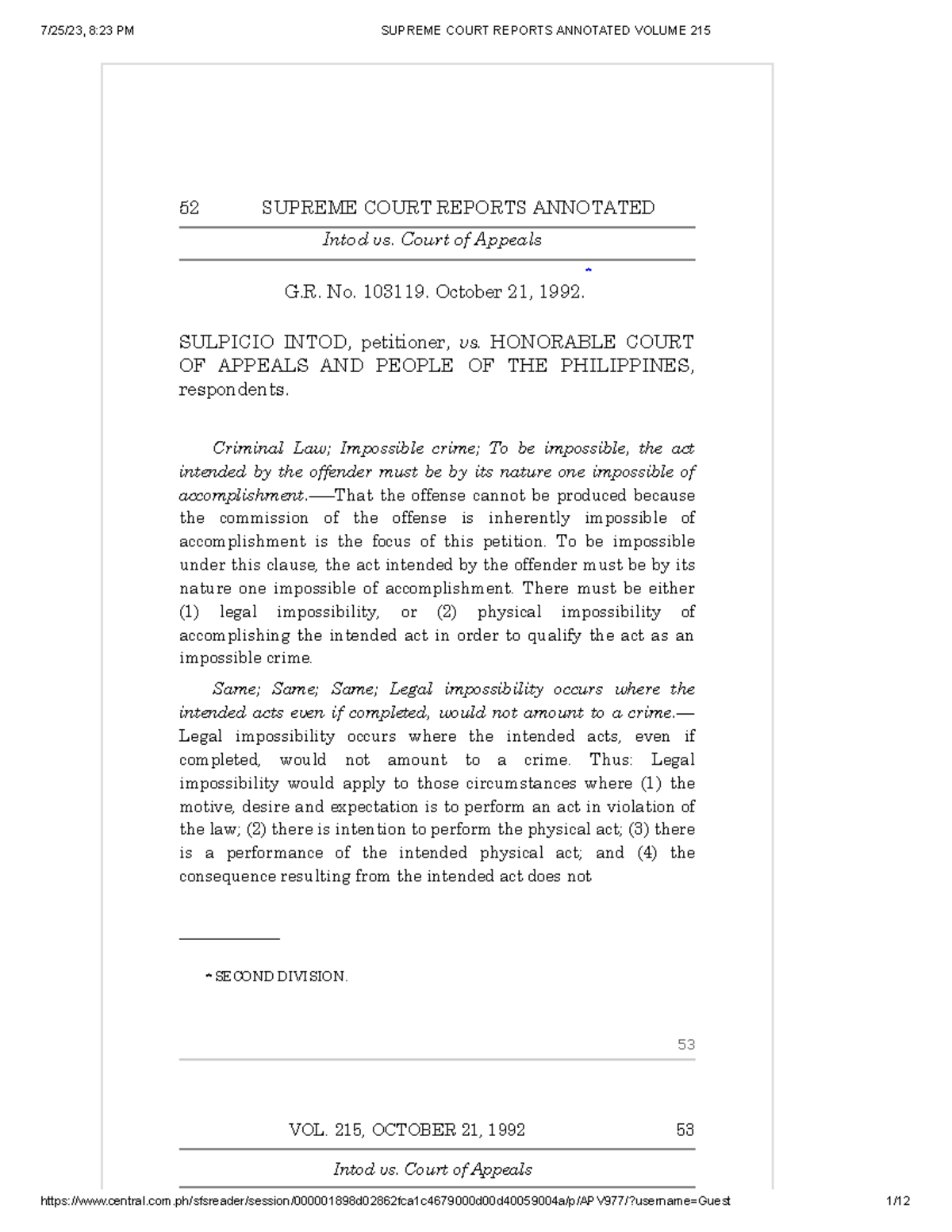 1. Intod vs. Court of Appeals - 52 SUPREME COURT REPORTS ANNOTATED ...