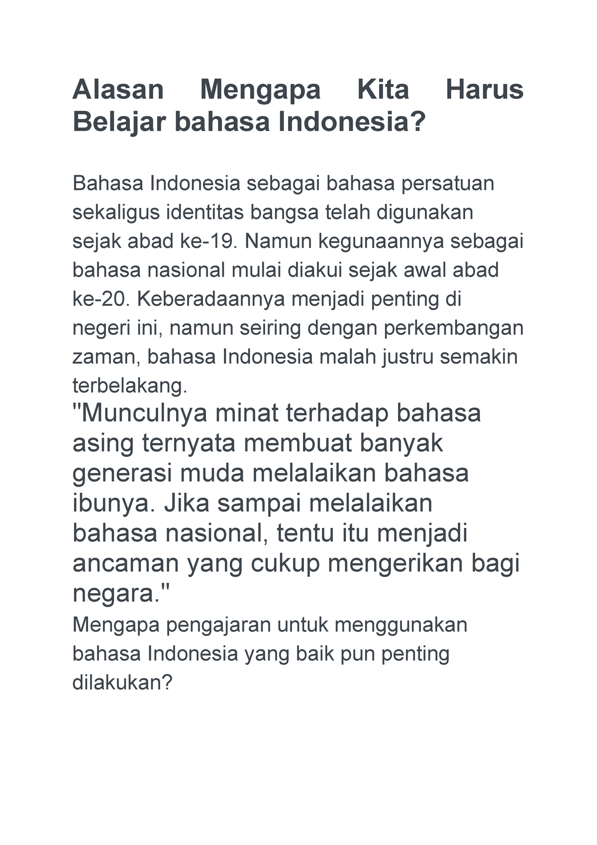 Downacademia - Alasan Mengapa Kita Harus Belajar Bahasa Indonesia ...