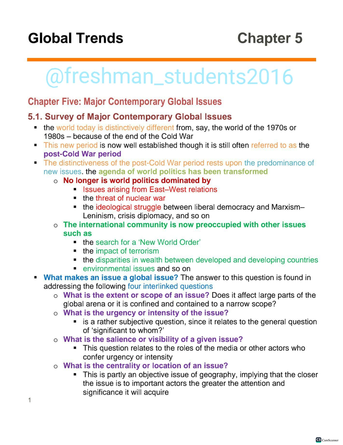 Global Trends Chapter 5 Note @freshman students 2016 - Global Trends ...