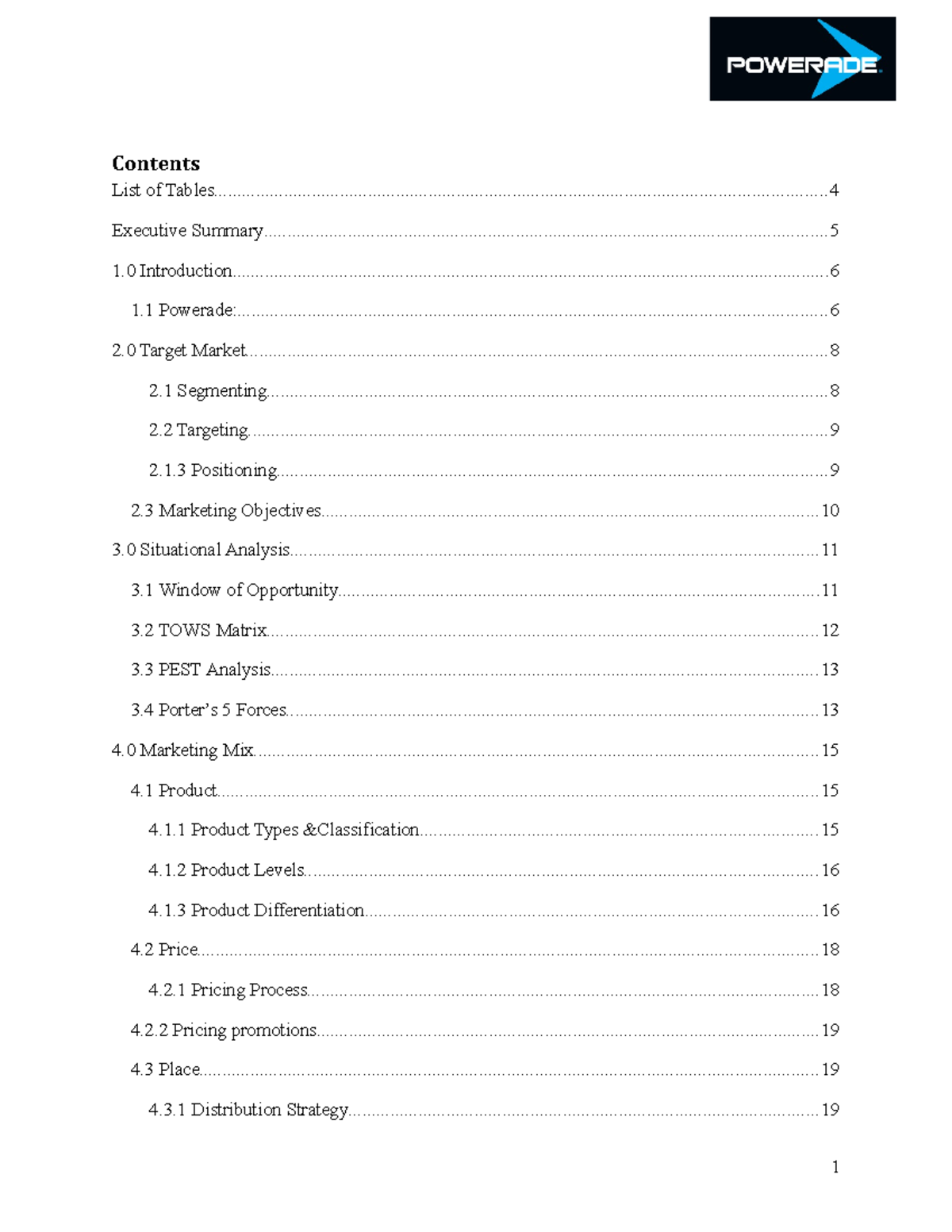 Marketing management Assignment Task 1- Written report - Contents List ...