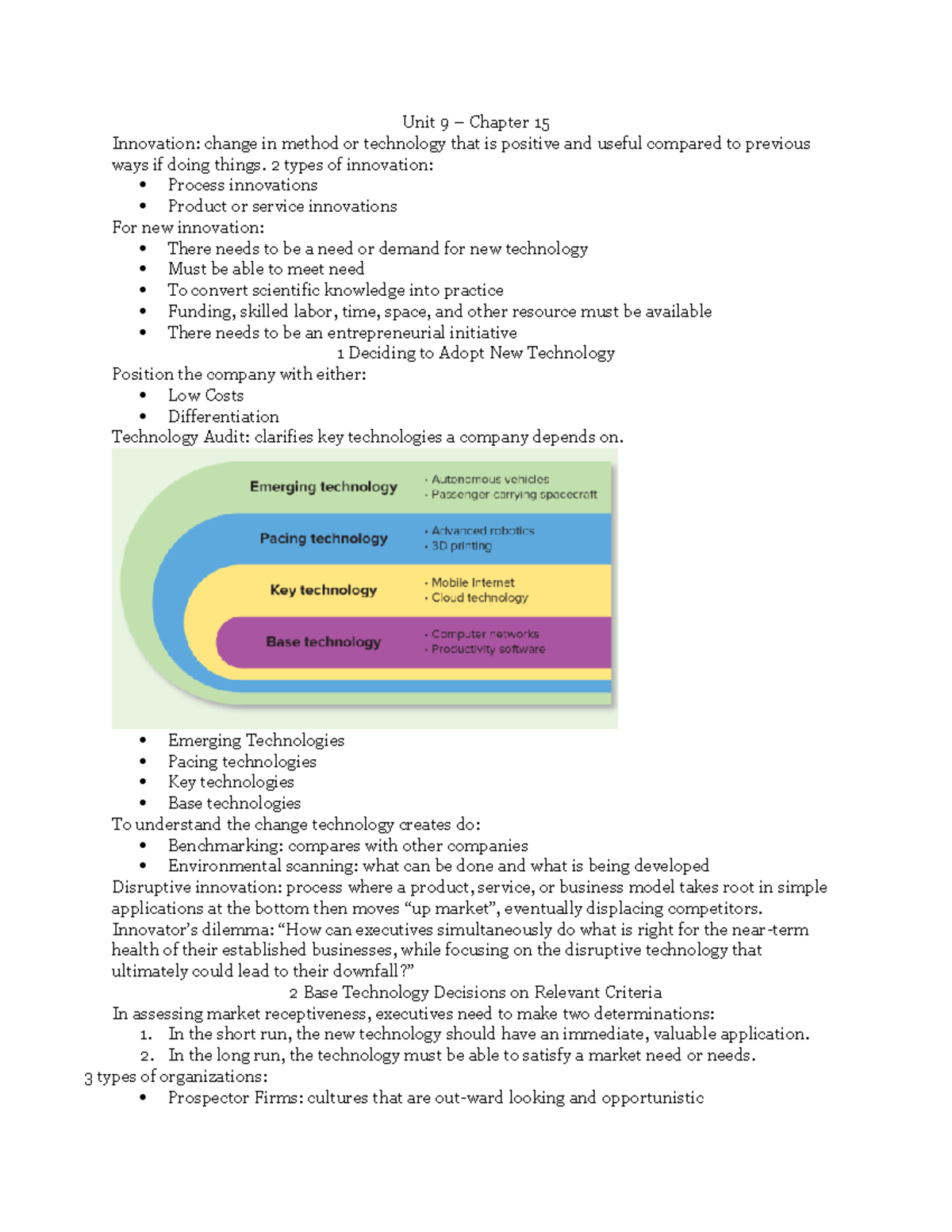 Unit 9 Chapter Terms - Unit 9 – Chapter 15 Innovation: change in method ...