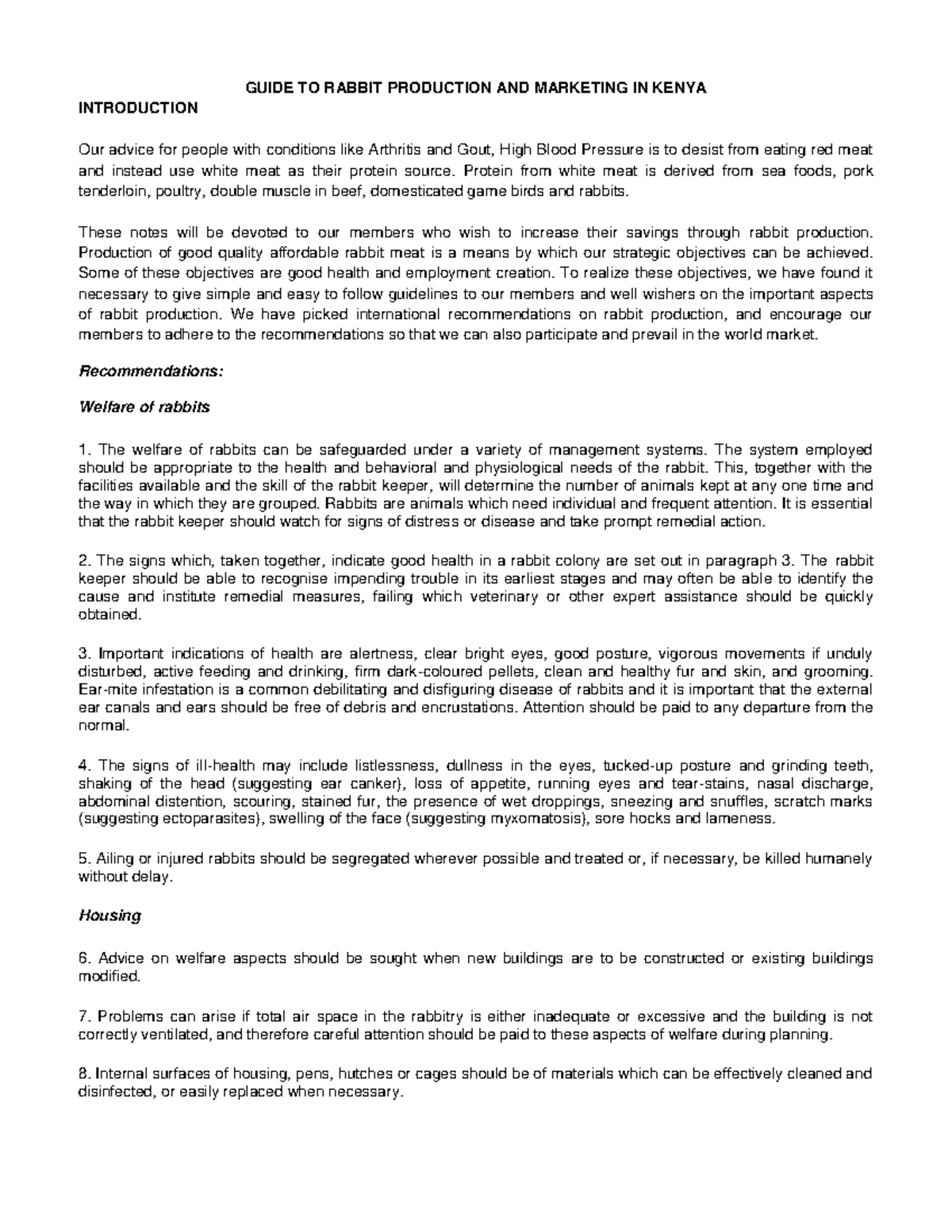 Guide TO Rabbit Production - GUIDE TO RABBIT PRODUCTION AND MARKETING ...