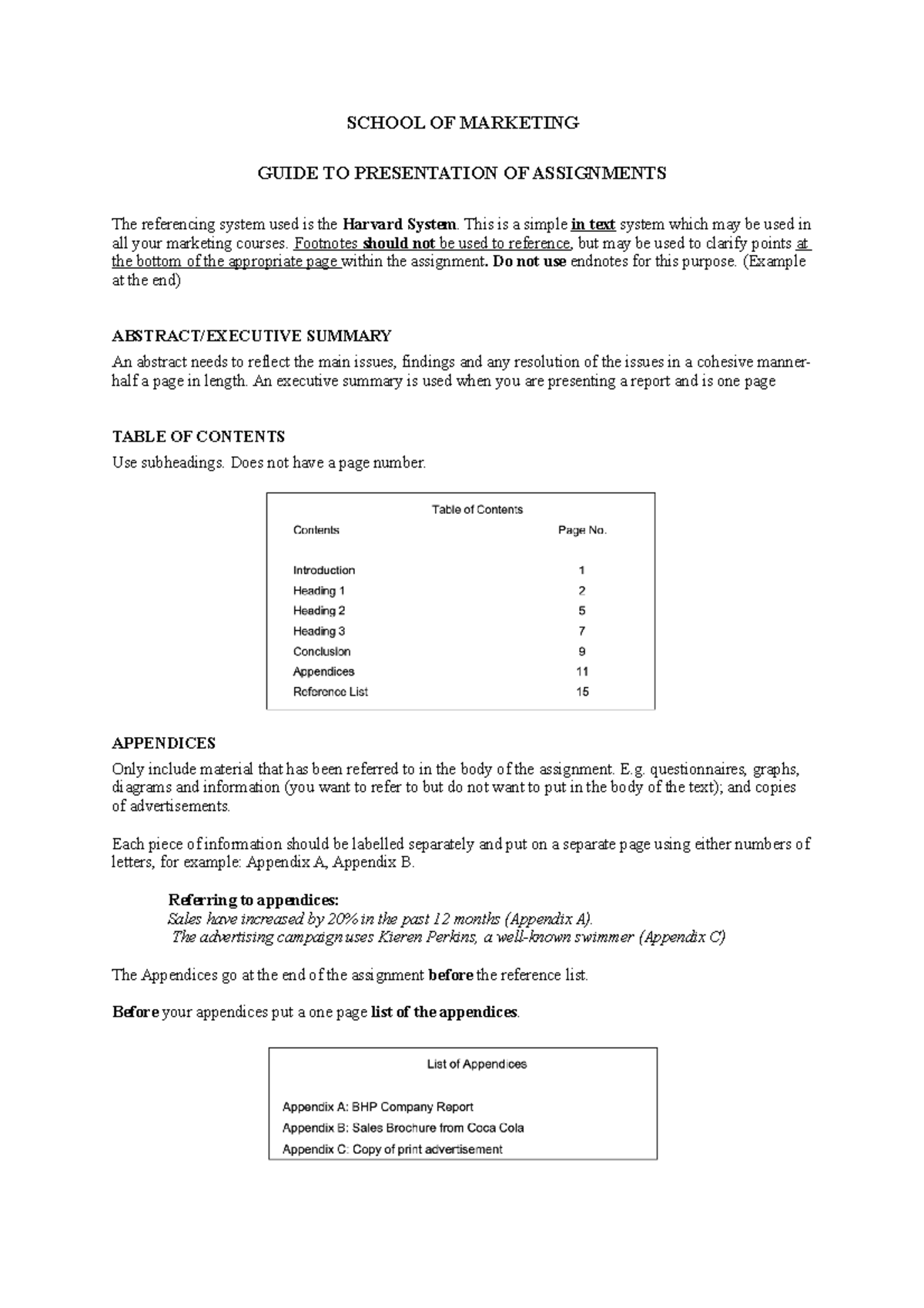 Guide to marketing assessment structure - SCHOOL OF MARKETING GUIDE TO ...