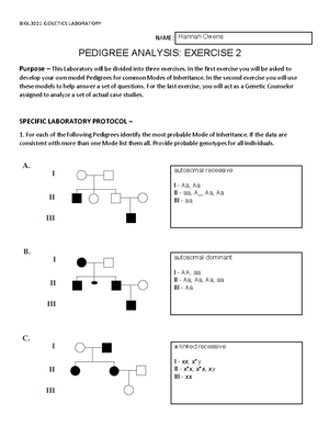 Mendelian Genetics Lab Exercise 2 DATA Sheet - Mendelian Genetics Lab ...