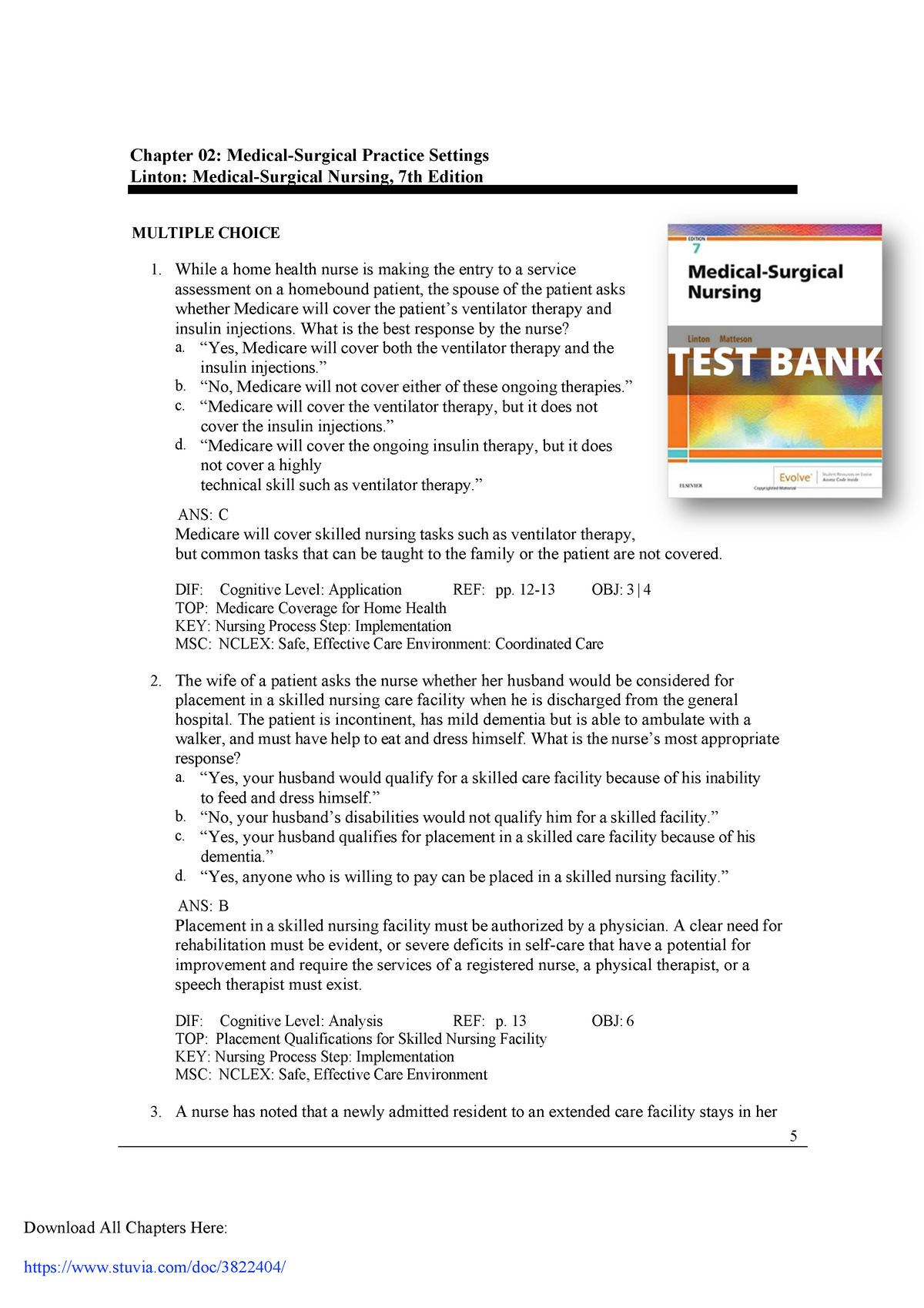 Test Bank For Medical Surgical Nursing 7th Edition - 5 Download All ...