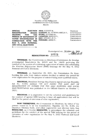 Comelec Resolution No. 10719 - Communication For Corporations ...