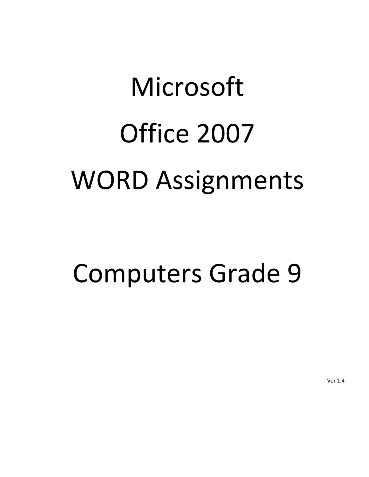 microsoft office 2007 word assignments computer grade 9