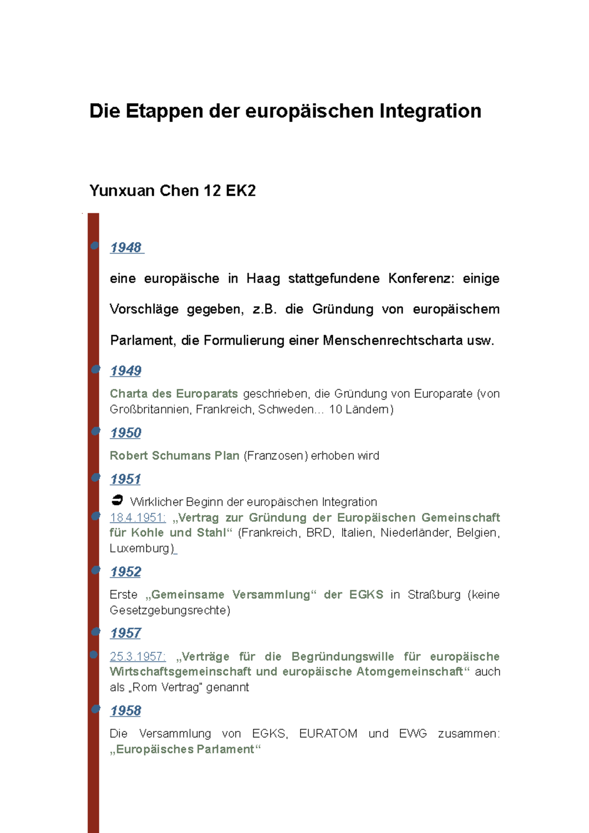 Zeitstrahl - eu, zusammenfassungen dazu - Die Etappen der europäischen ...