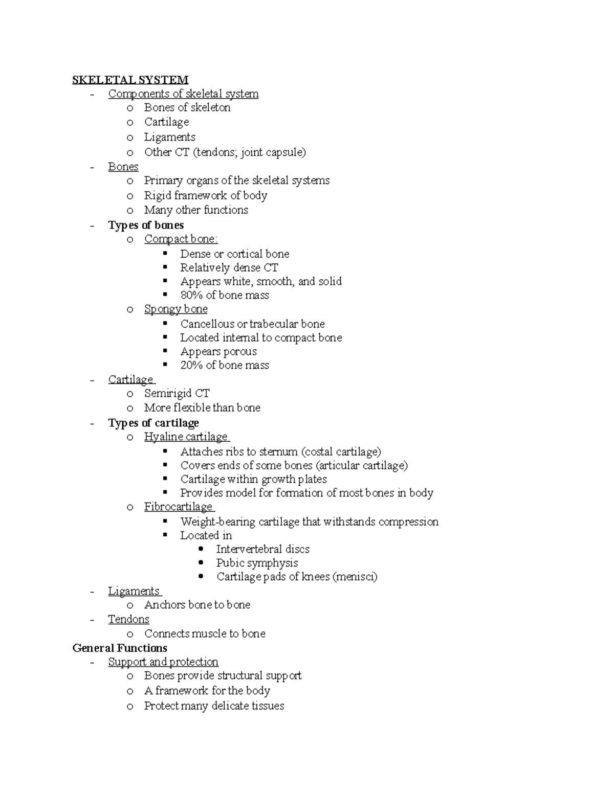 What Are The Four Components Of Skeletal System