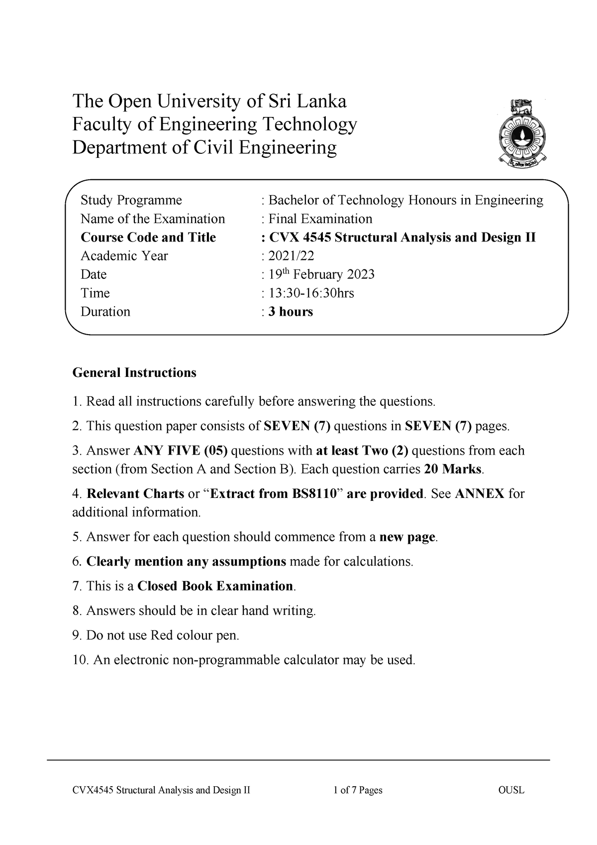 CVX4545 Structural Ana Design-2 Final Paper 2021 2022 - The Open ...