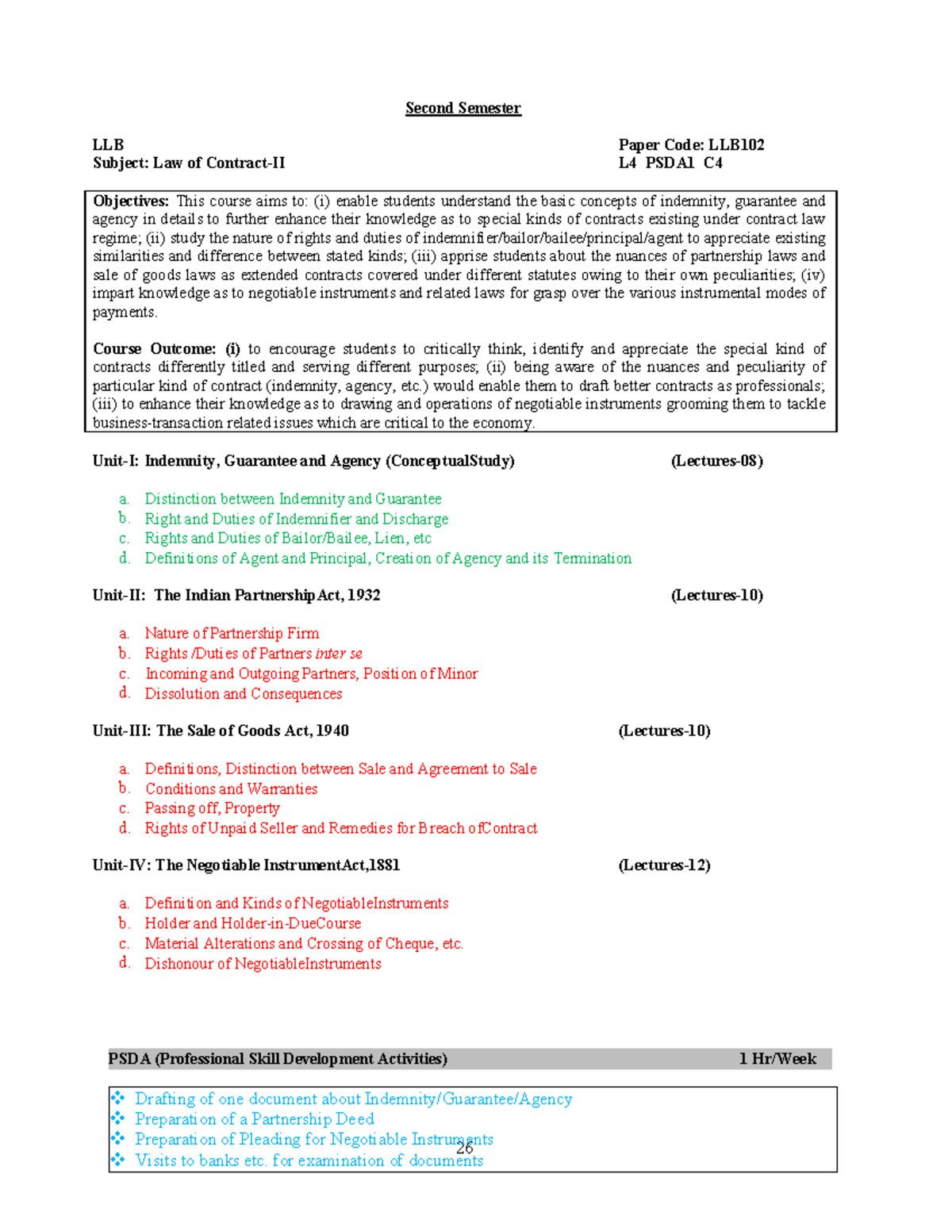 Syllabus sem - 2 - 26 PSDA (Professional Skill Development Activities ...