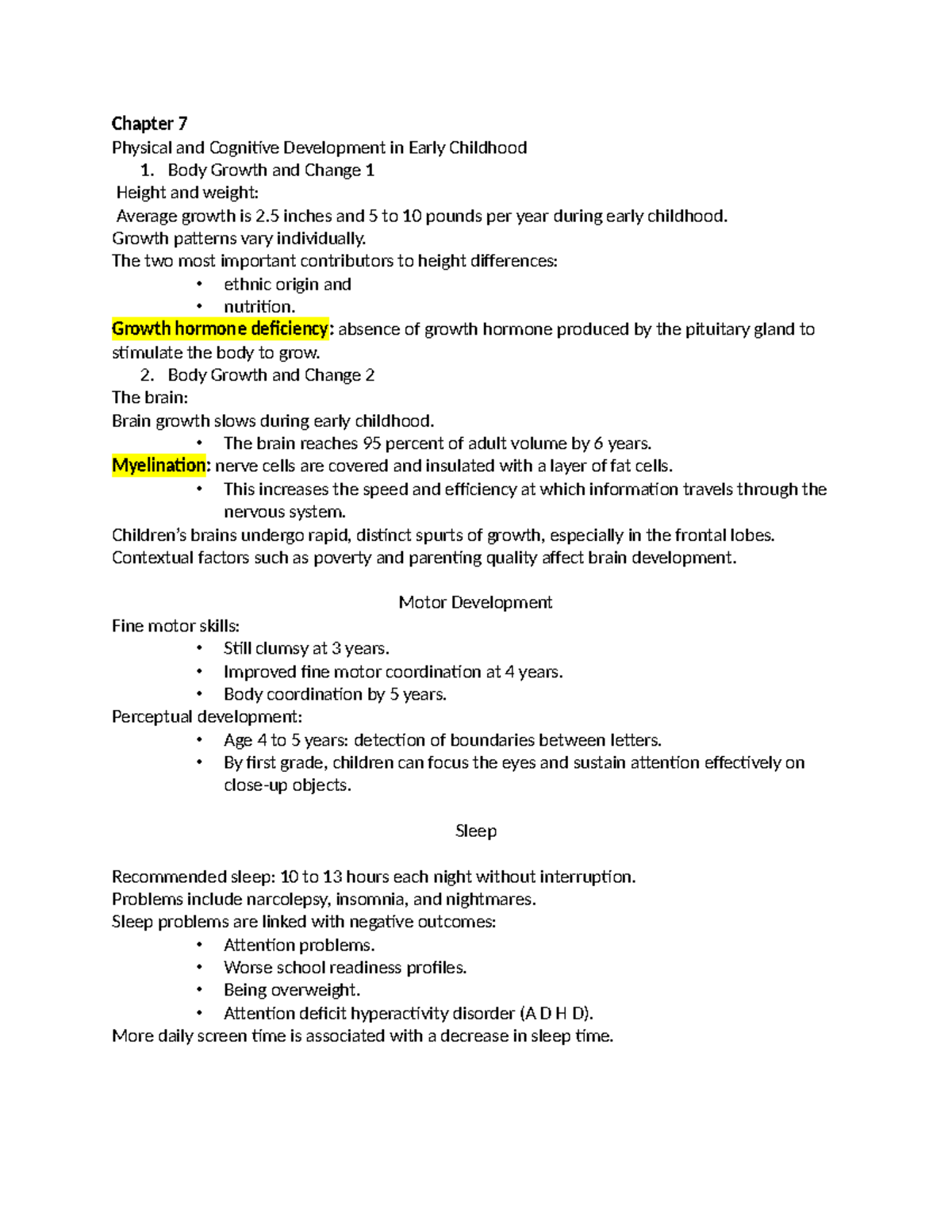 Life span development chapter 7 - Chapter 7 Physical and Cognitive ...