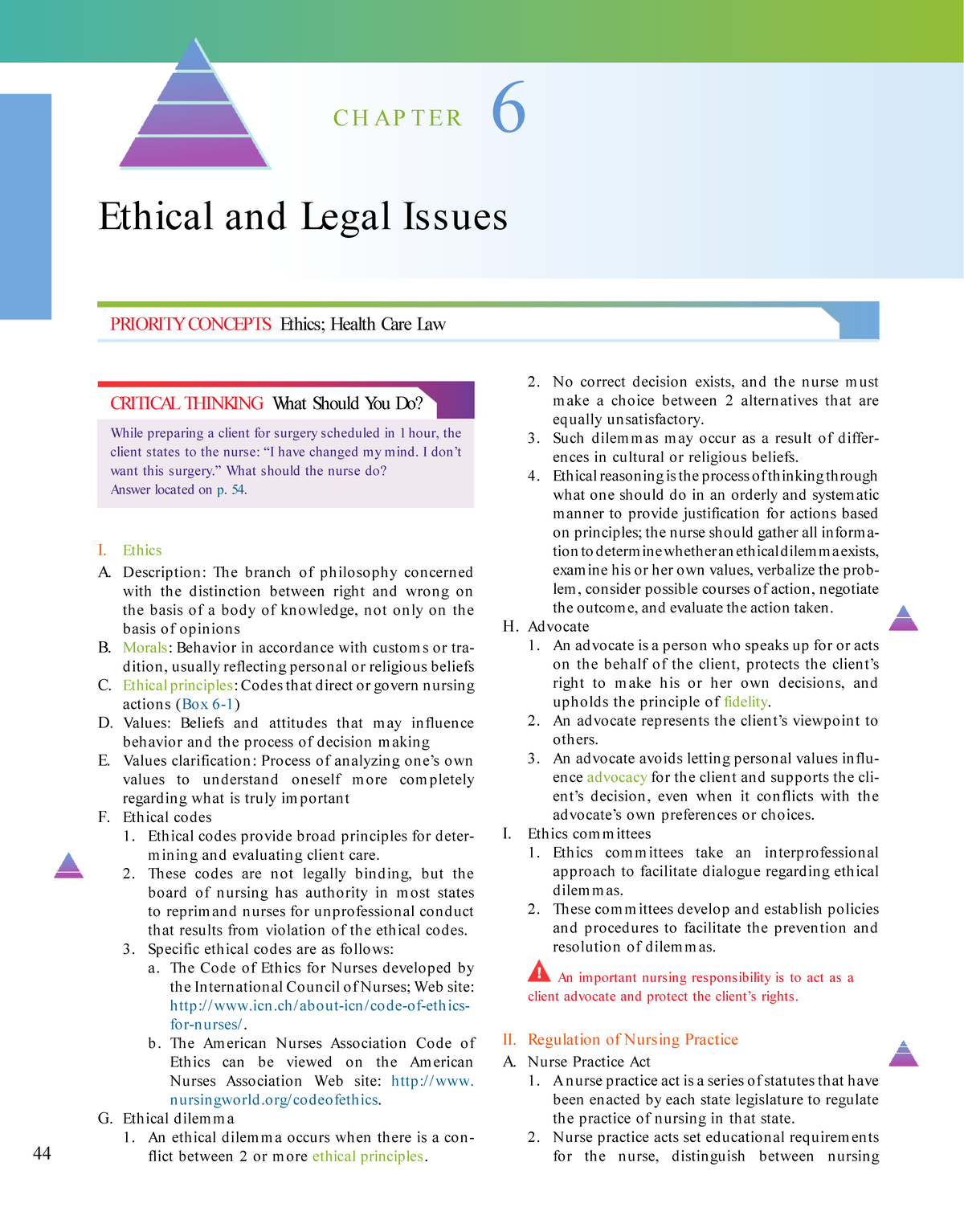 Saunders Ch. 6 Ethical And Legal Issues RN Nclex - C H A P T E R 6 ...