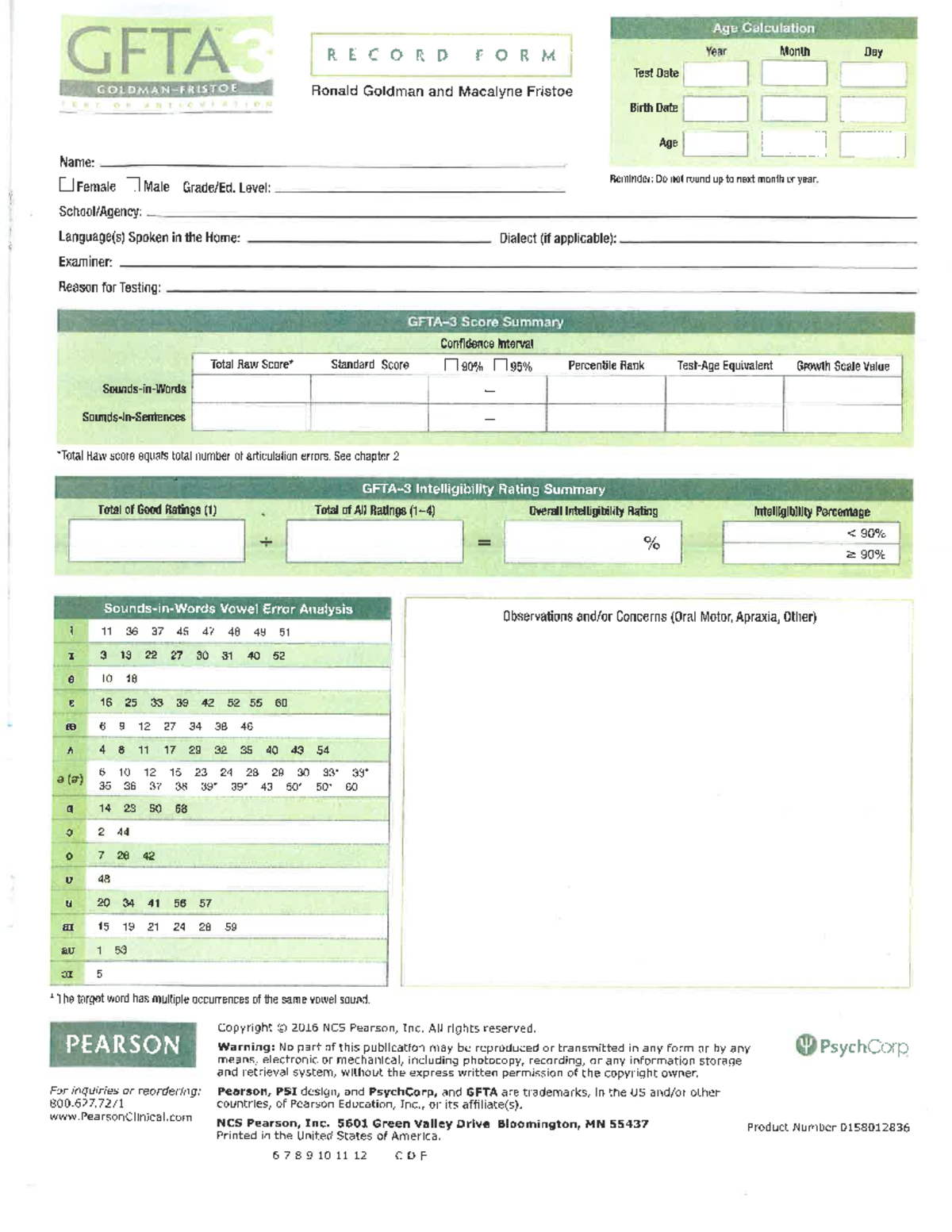 GFTA3 English Record Form SPE 93 Studocu