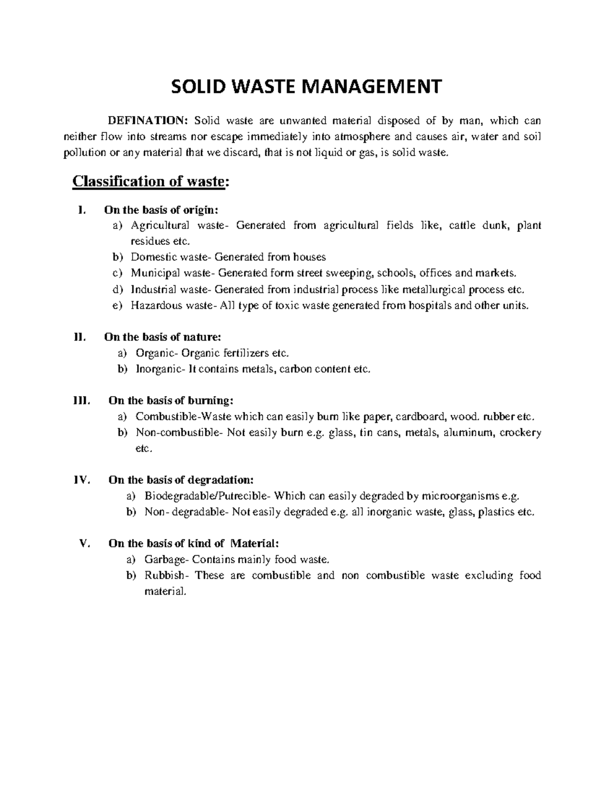Solid Waste Management - SOLID WASTE MANAGEMENT DEFINATION: Solid waste ...