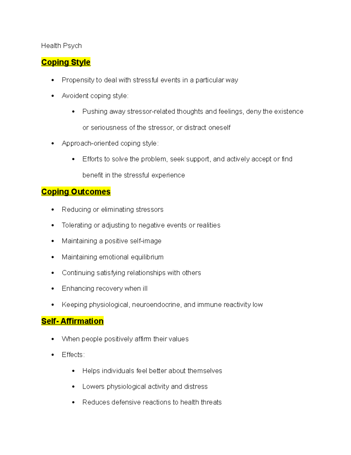 Health Psych DAY31 - Coping style and Coping outcomes - Health Psych ...