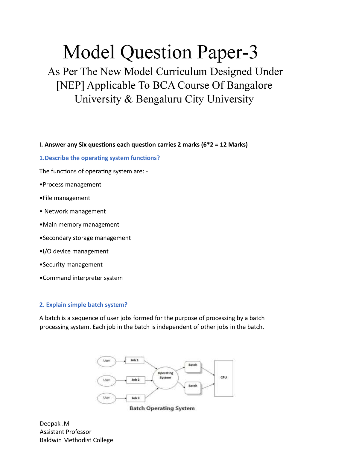 Model Question Paper 3 - Deepak .M Assistant Professor Model Question ...