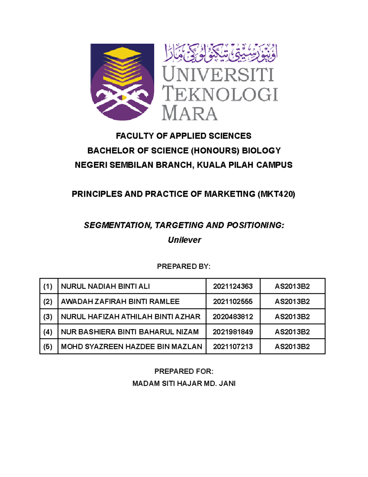 As2013 B2 Segmentation Targeting And Positioning Faculty Of Applied