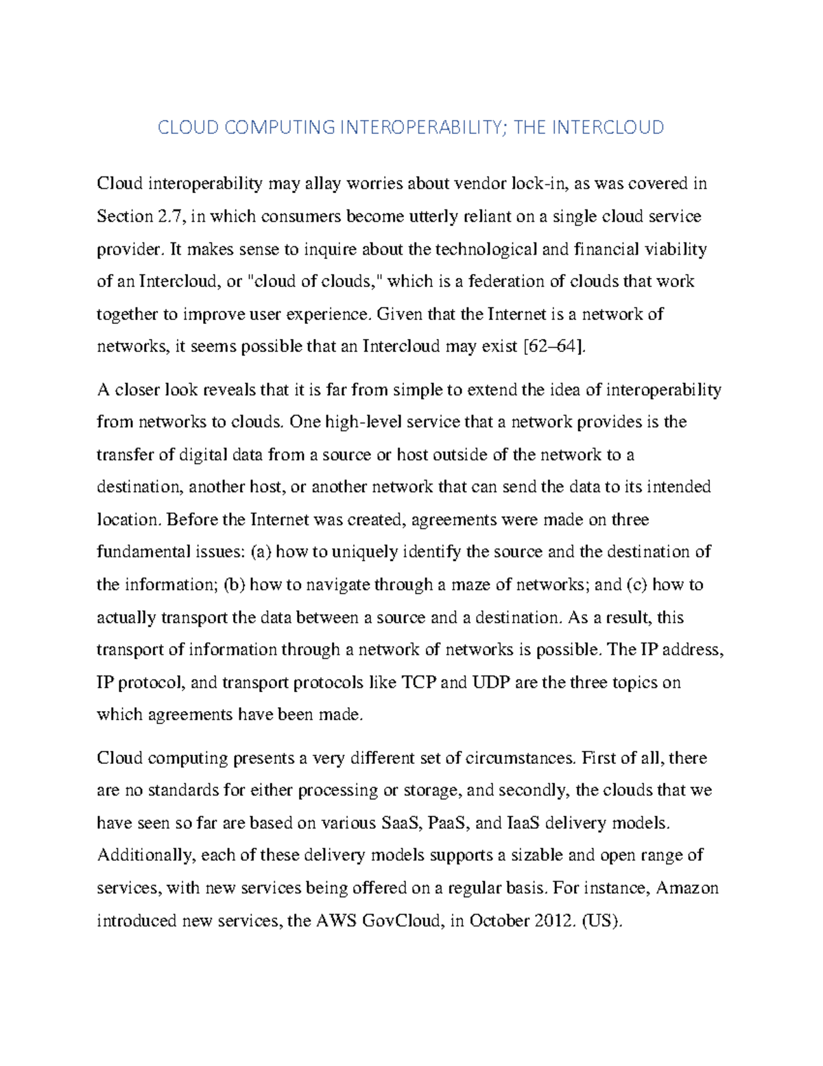 Cloud Computing Interoperability - CLOUD COMPUTING INTEROPERABILITY ...