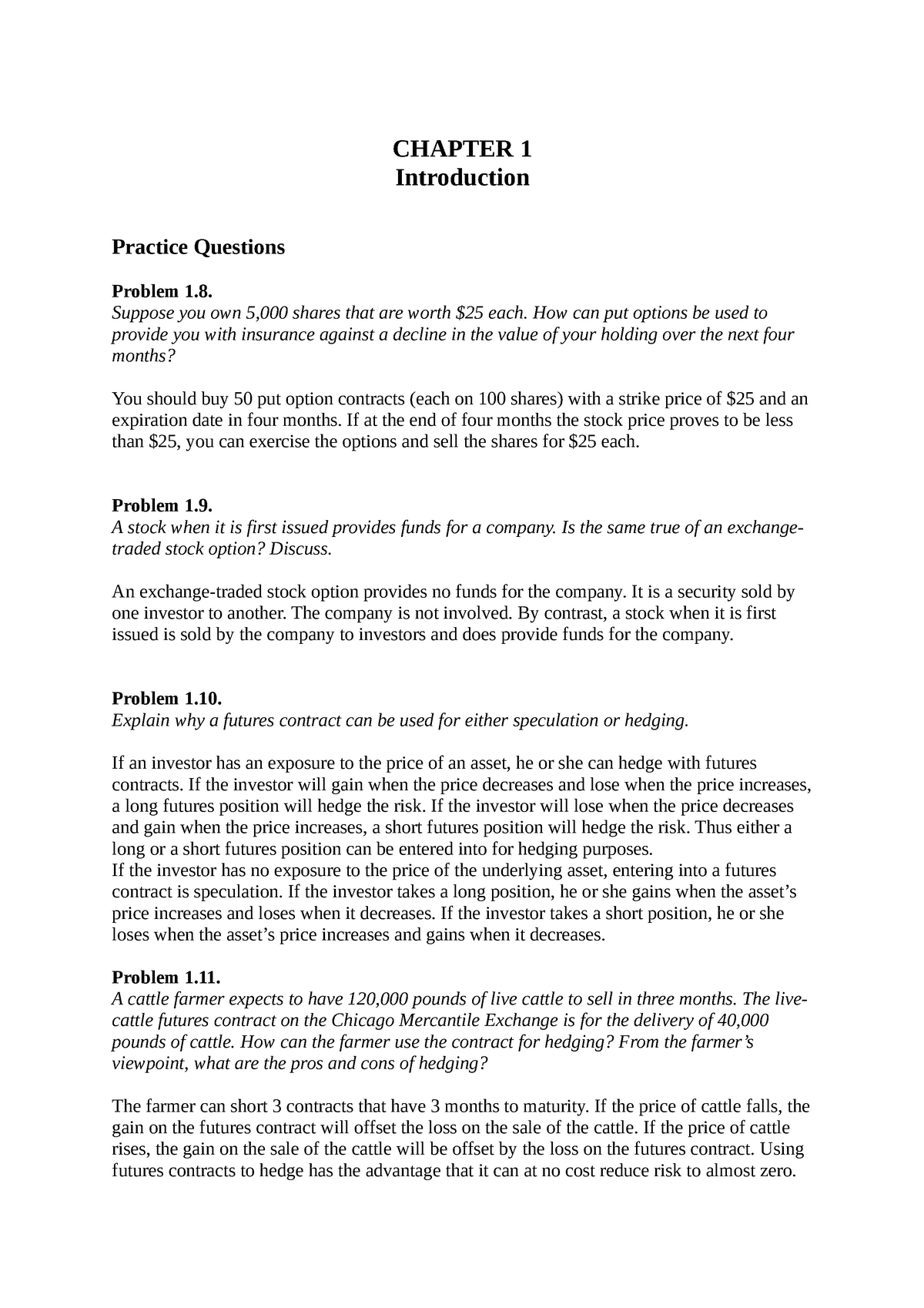 Solutions Fundamentals Of Futures And Options Markets 7e By Hull ...