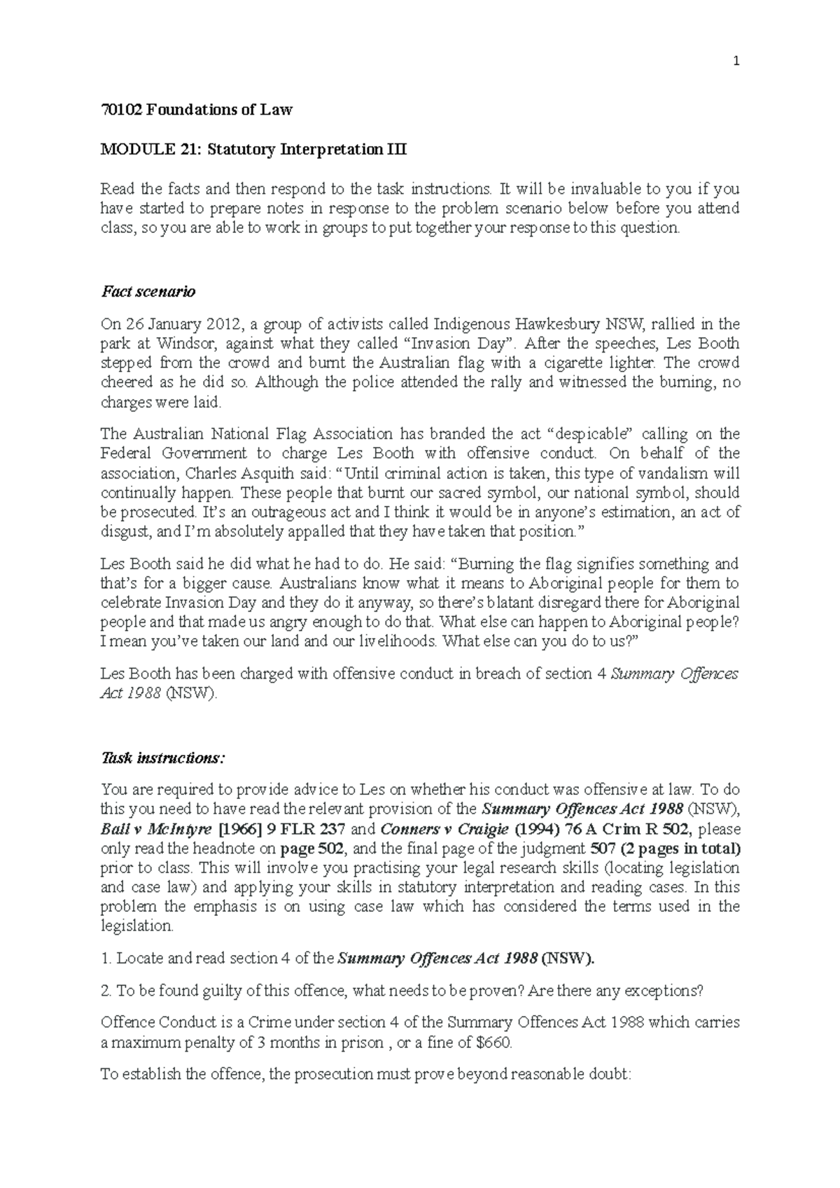 Module 21 (Statutory Interpretation III) Discussion Questions 1 70102