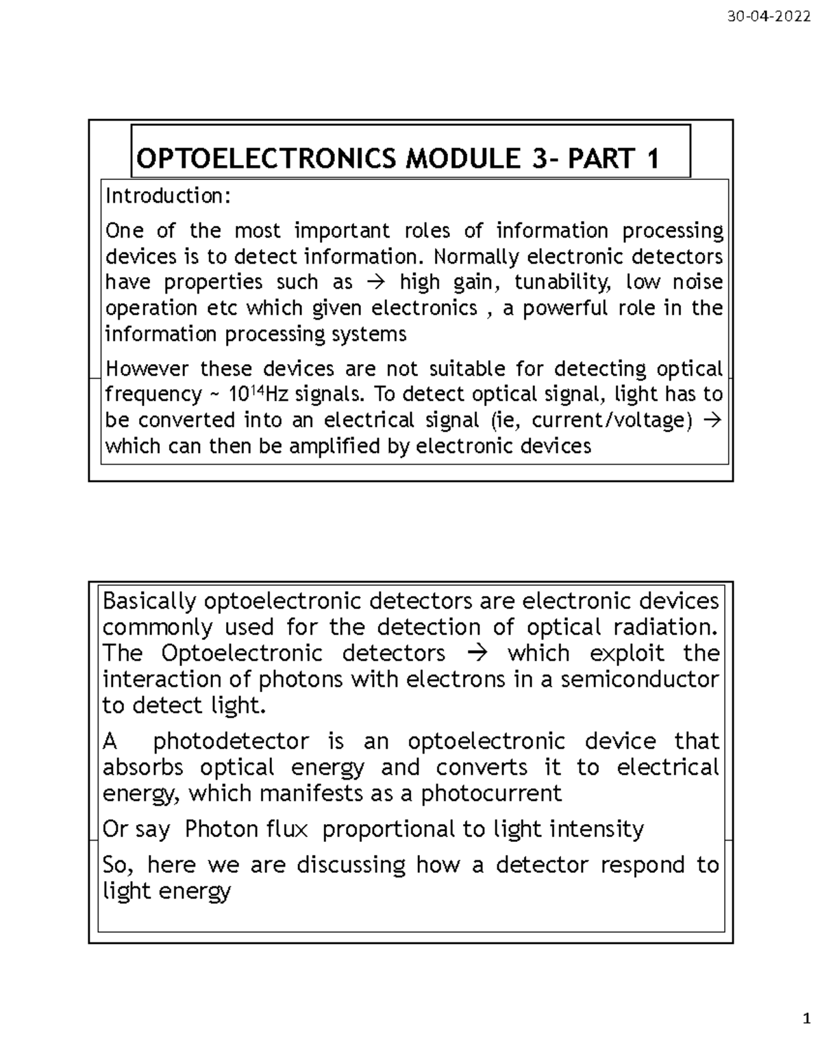 Module 3 Part1 - Optoelectronics - OPTOELECTRONICS MODULE 3- PART 1 ...