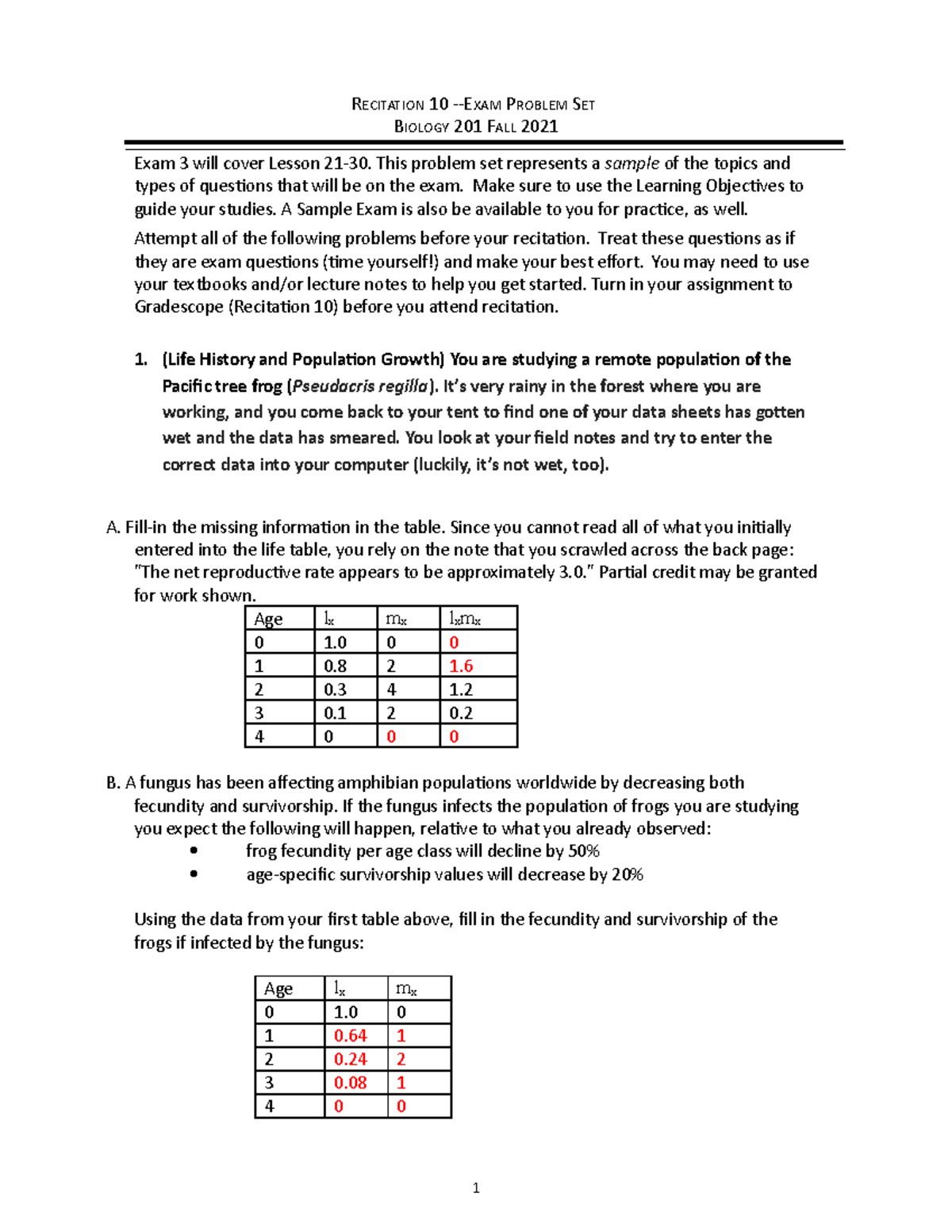 Recitation 10 Problem Set - FA21 - RECITATION 10 -EXAM PROBLEM SET ...