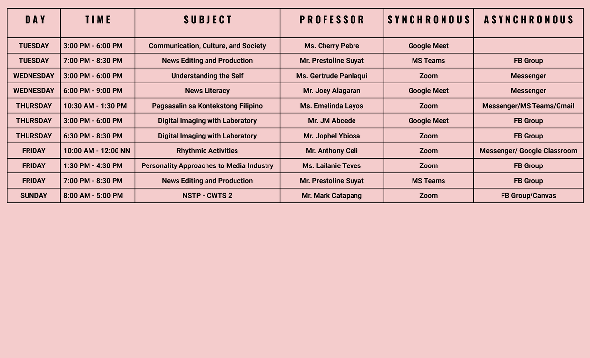 2ND SEM Sched 1 - Useful for the people who looks answers. - D A Y T I ...
