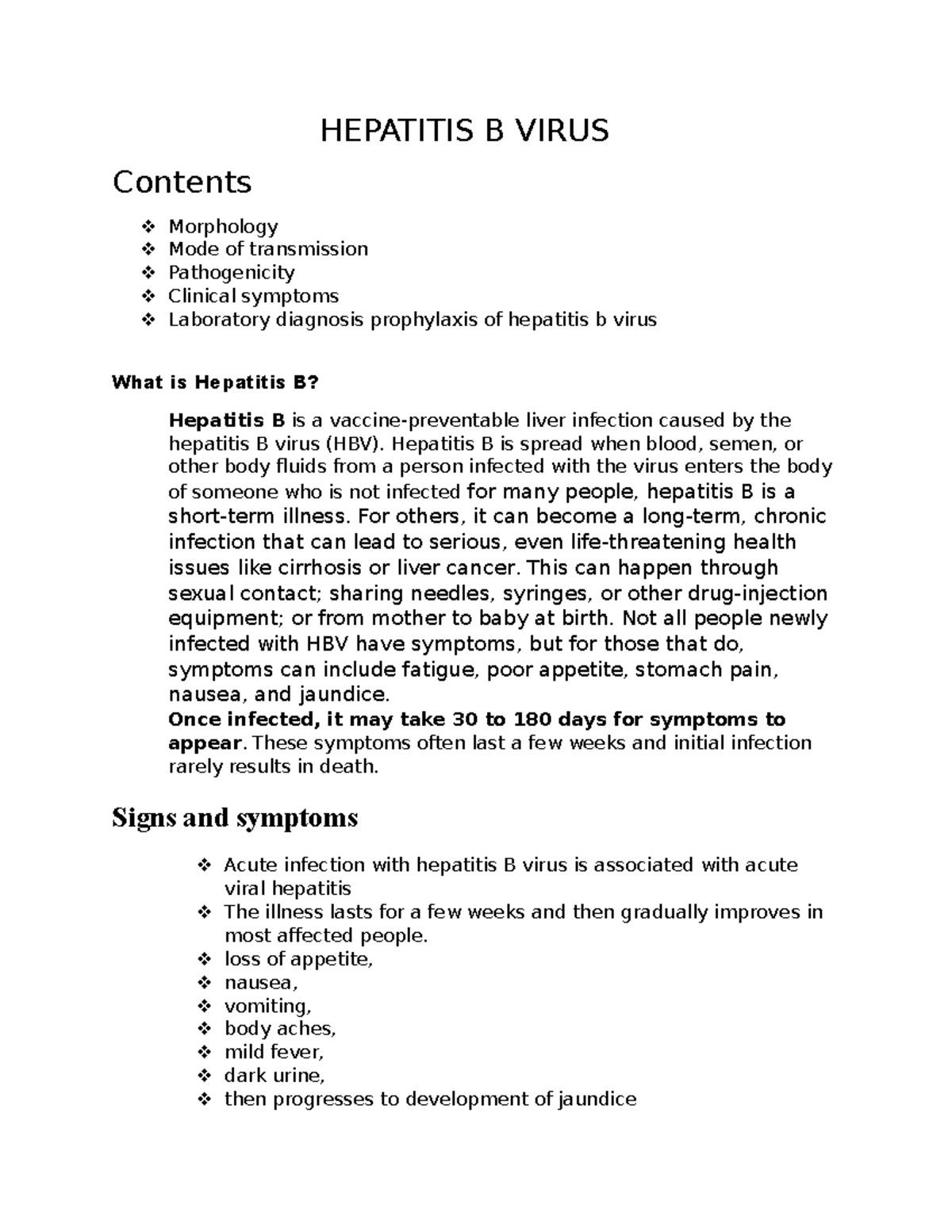 Hepatitis B Virus Microbiology - HEPATITIS B VIRUS Contents Morphology ...