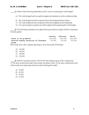 Session 2 -chapter 10 - Summary Managerial Accounting - Chapter 10: The ...