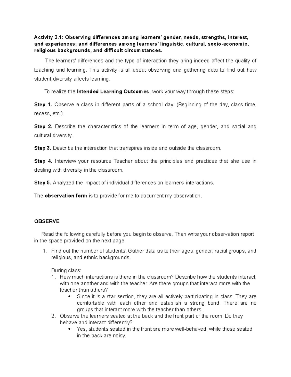 Fs1 learning ep3 done - Fs1 book - Activity 3: Observing differences ...