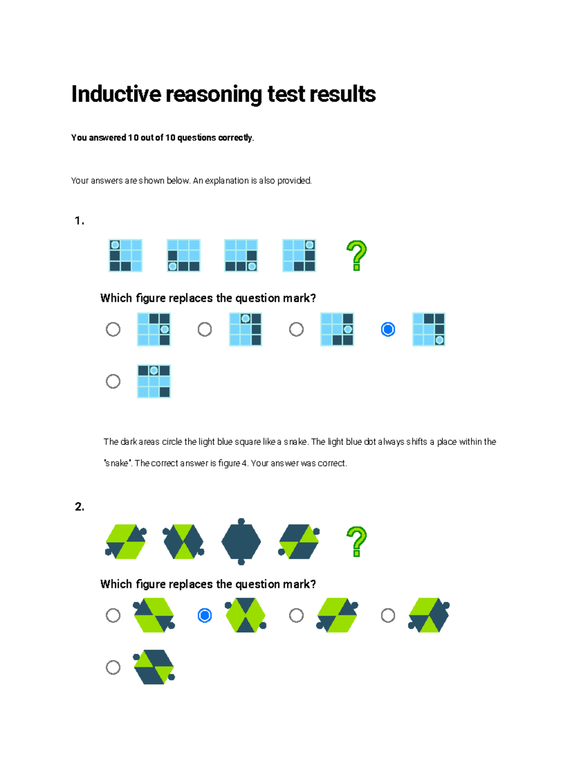 Free report of Inductive Reasoning test - 123test - Inductive reasoning ...