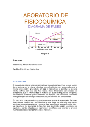 Diagrama de fases - LABORATORIO DE FISICOQUÍMICA DIAGRAMA DE FASES Grupo# 3  Integrantes: Docente: - Studocu