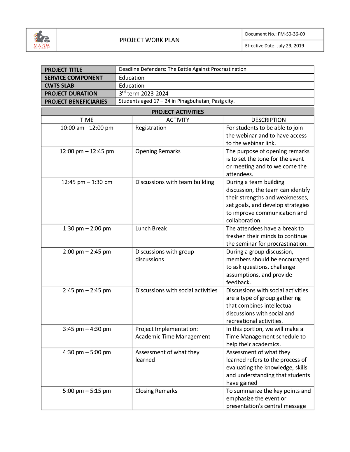 project-work-plan-project-work-plan-document-no-fm-s0-36-effective