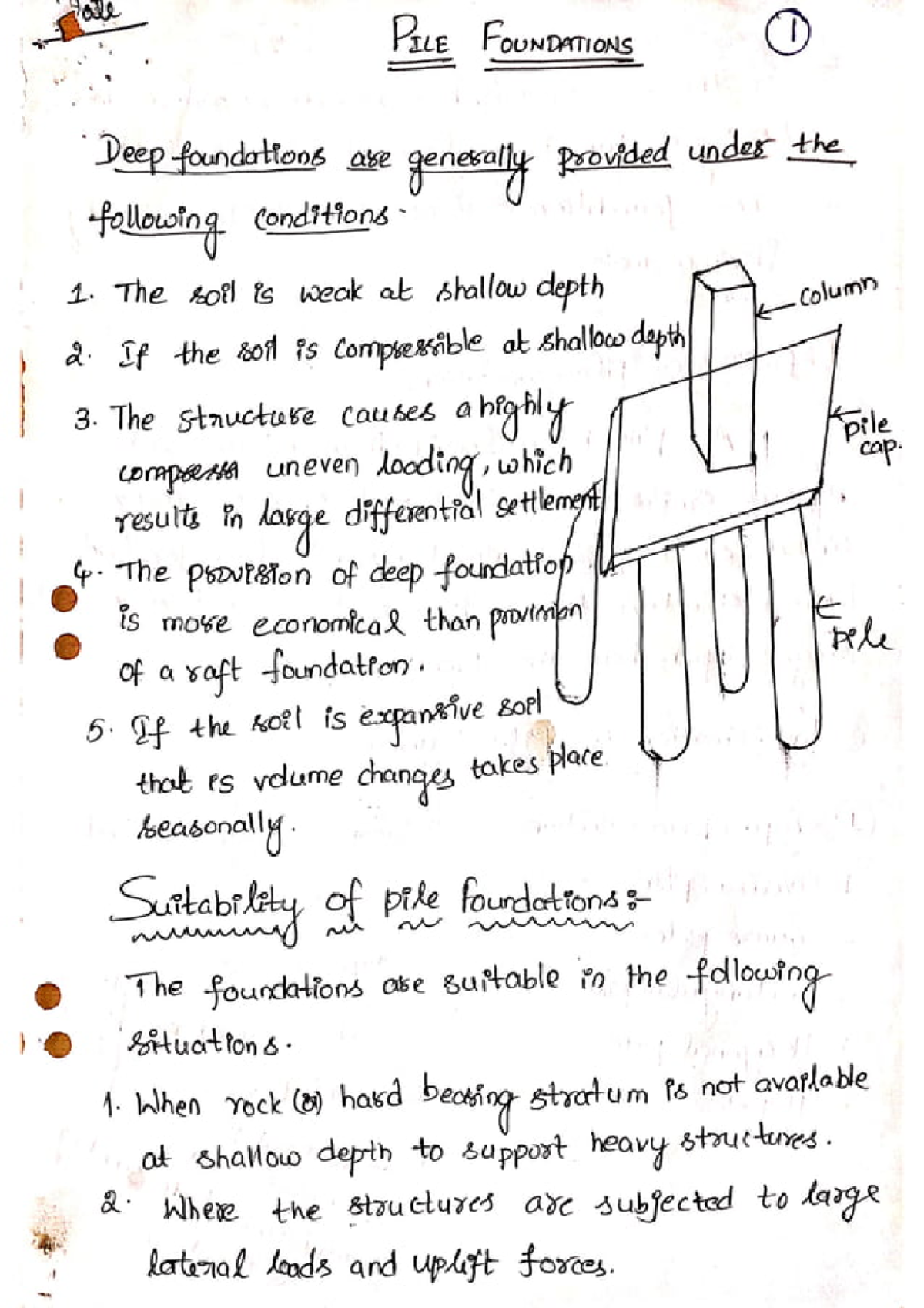 Unit ii pile foundations hand written notes Foundation engineering